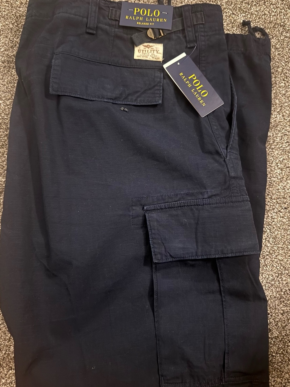 Polo Ralph Lauren Men's Pants 40x32 navy Utility Fit Performance Cargo- NWT